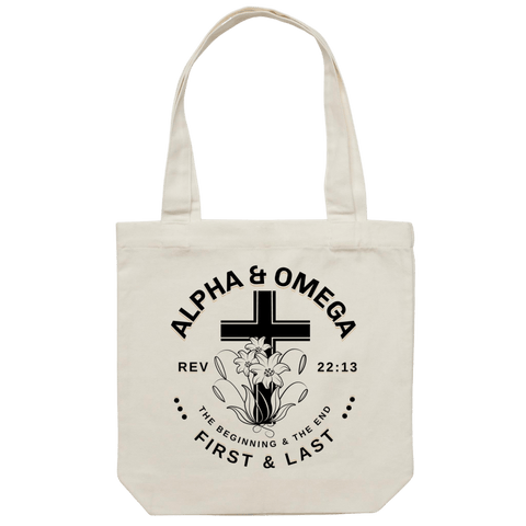 Chirstian-Canvas Tote Bag-Alpha And Omega-Studio Salt & Light