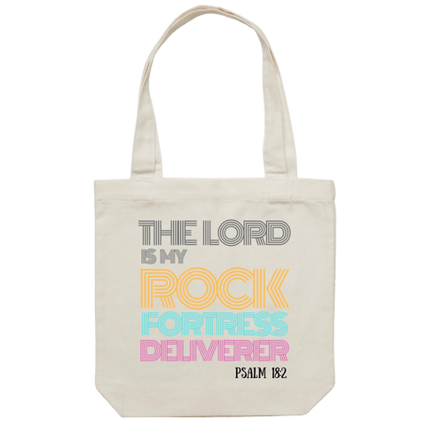 Chirstian-Canvas Tote Bag-My Rock My Fortress My Deliverer-Studio Salt & Light
